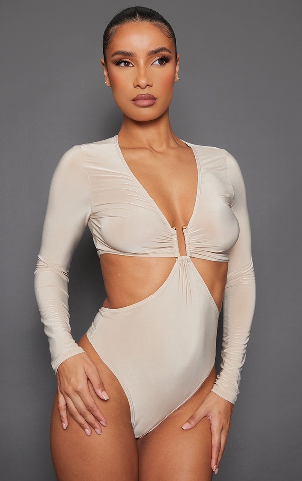 Stone One Sleeve Slinky Bodysuit - Adeen