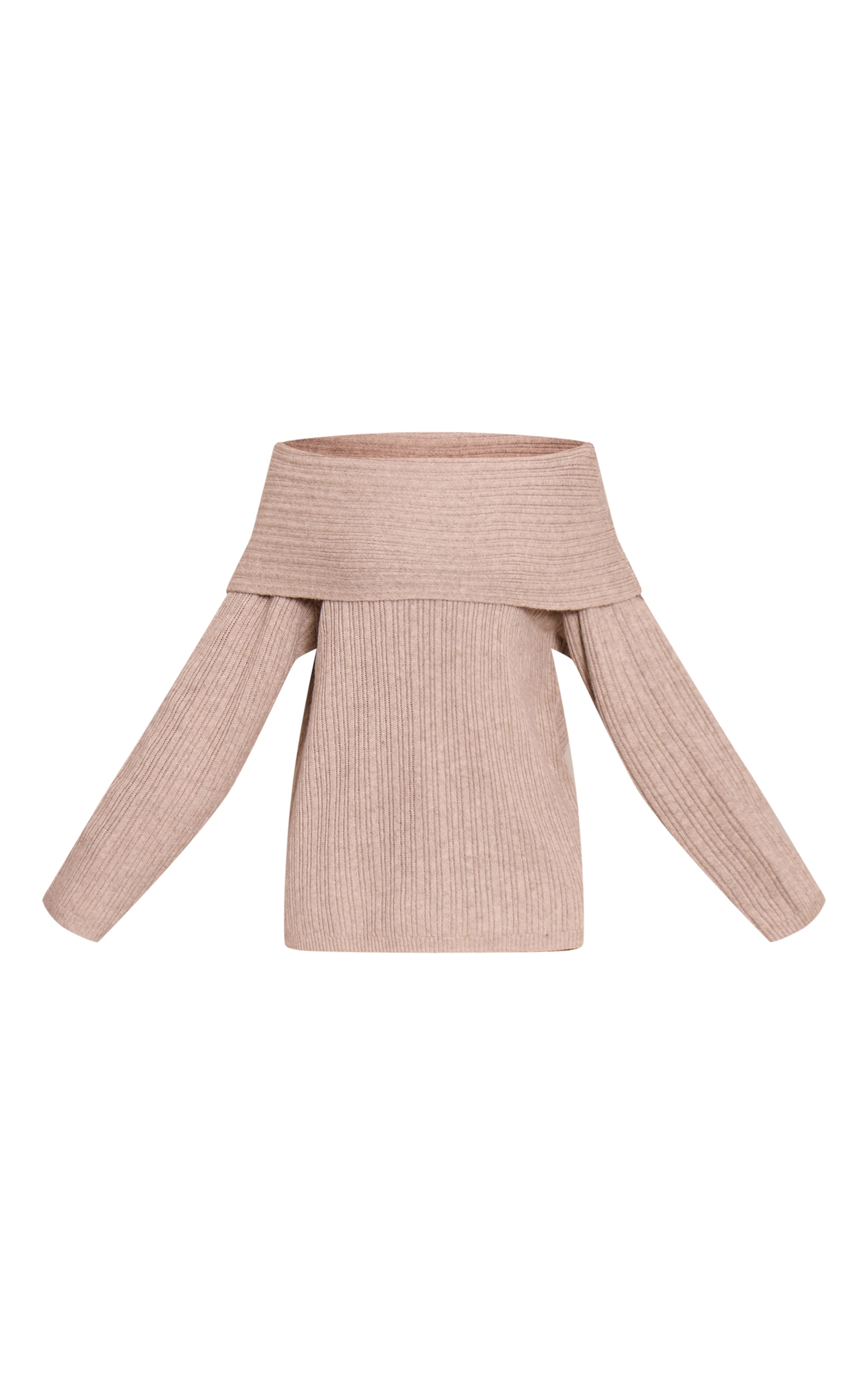 Tall Top en maille tricot avoine à épaules dénudées et manches longues image 5