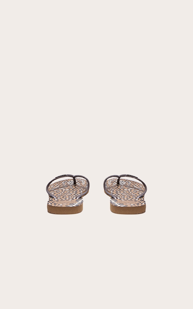 Brown Animal Print Havaianas Slim Flip Flops image 3
