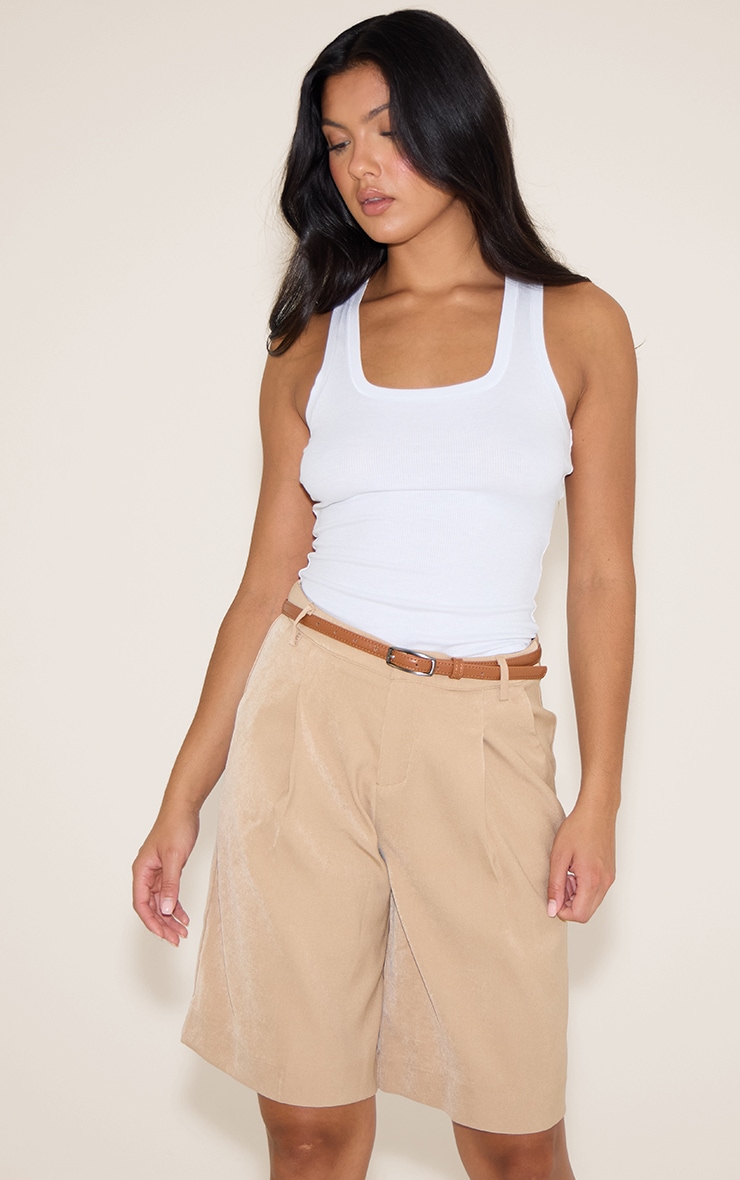Stone Tailored Belted Long Shorts image 1