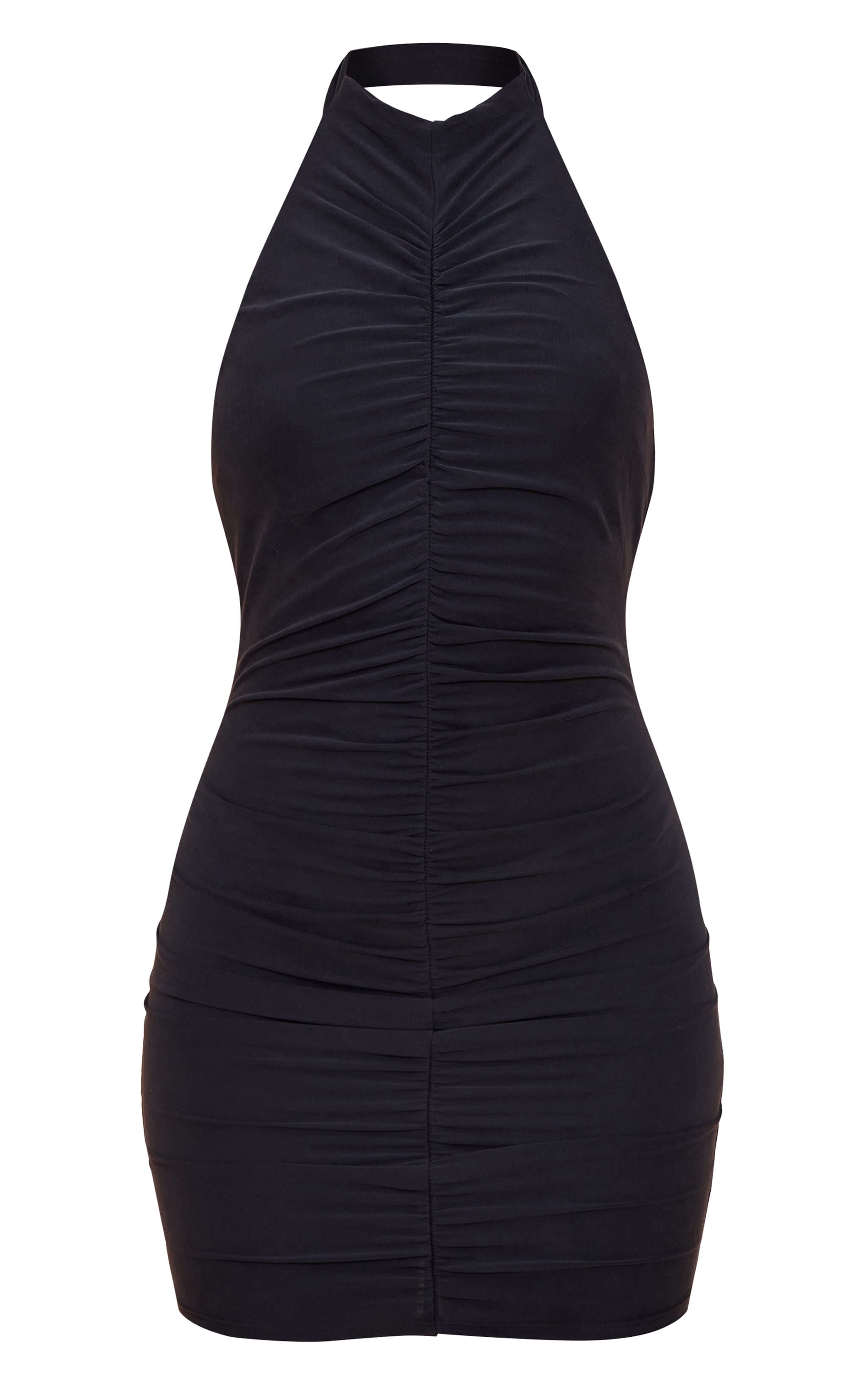Mini robe modal noire froncée à dos nu image 5
