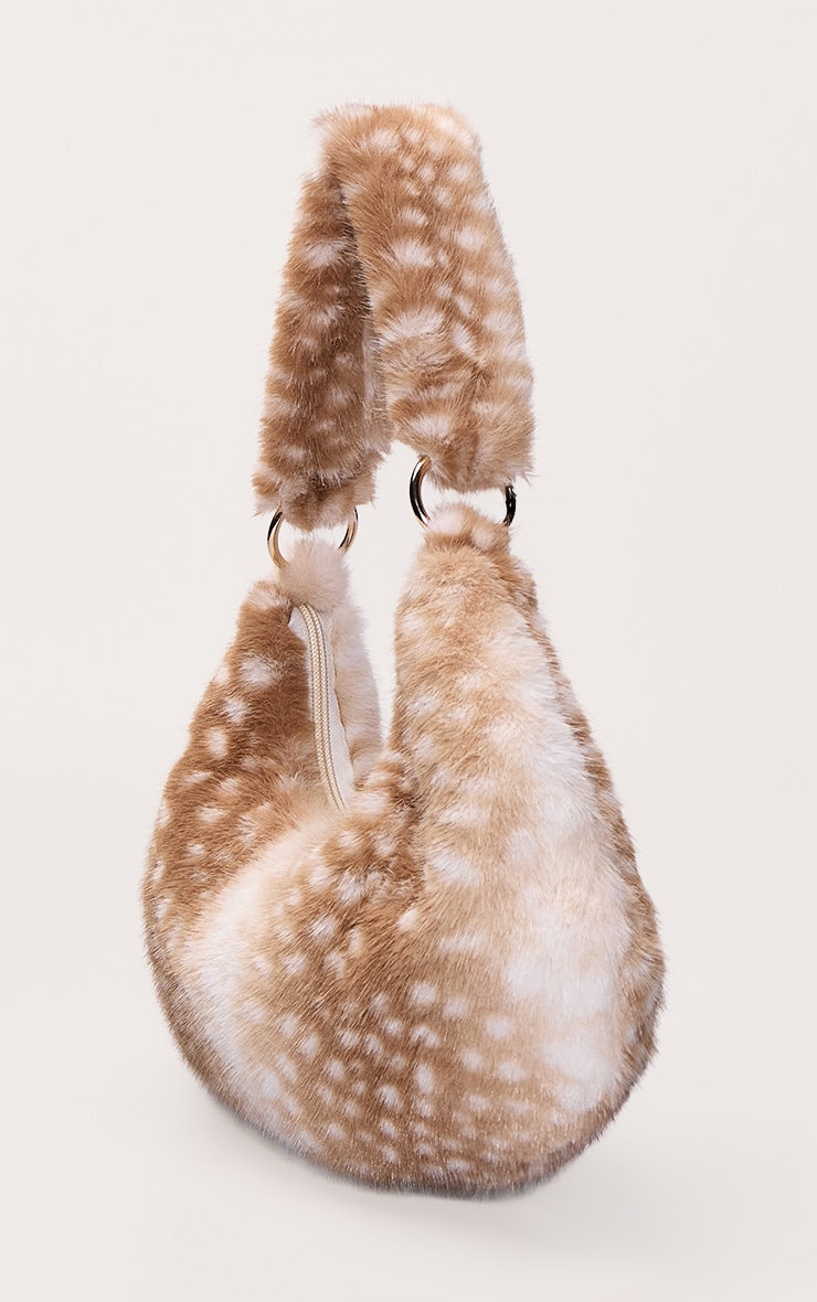 Deer Faux Fur Zipped Shoulder Bag image 3