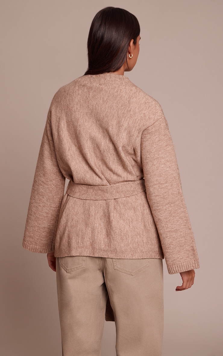 Oatmeal Tie Waist Oversized Cardigan image 2