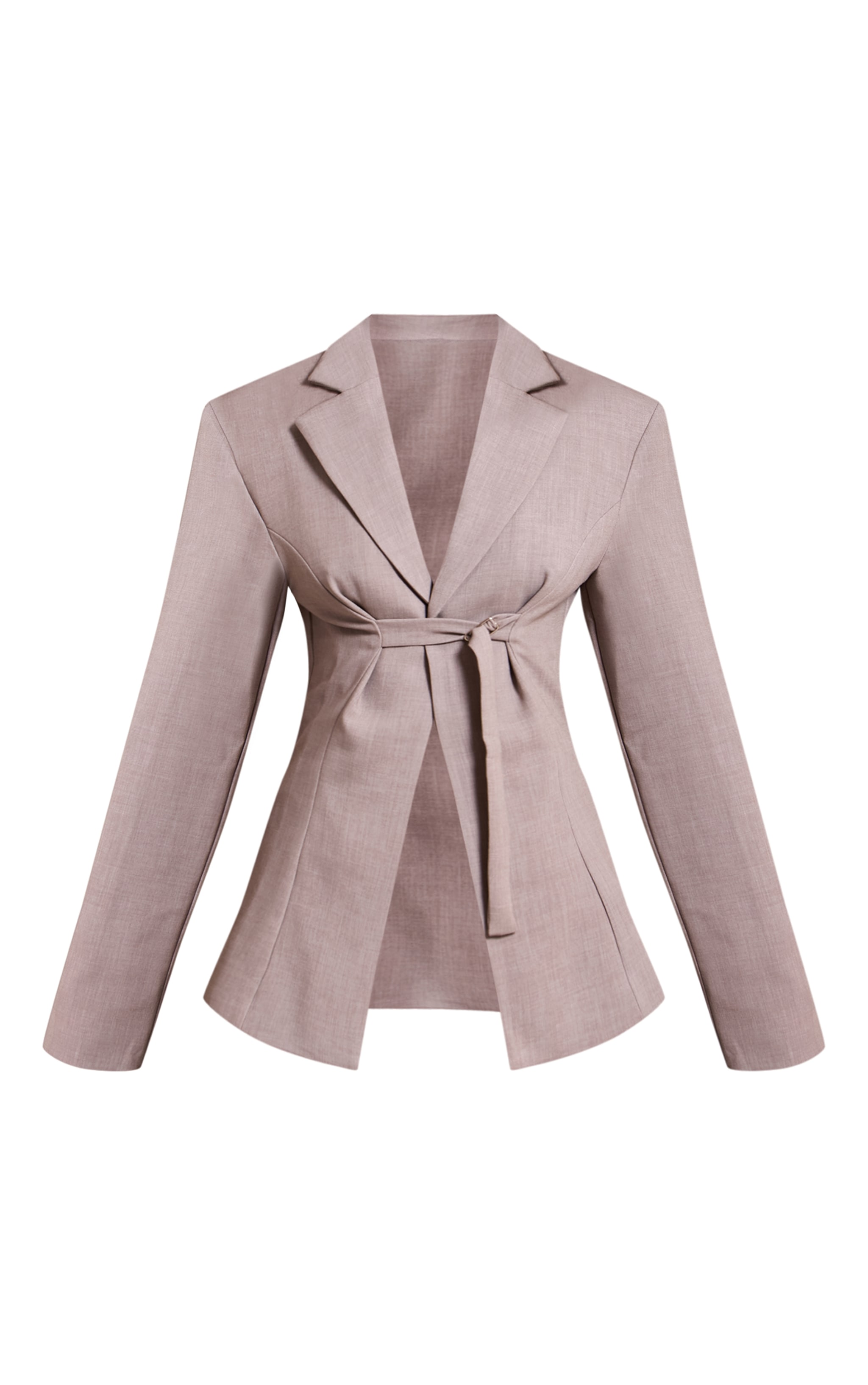 Petite Ash Grey Front Buckle Cinched Blazer image 5