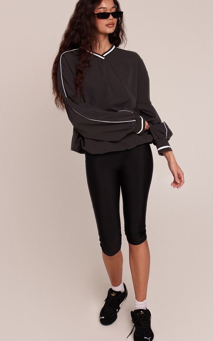 Charcoal Tricot V Neck Sweatshirt image 2