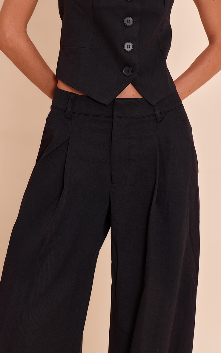 Black Tailored Woven Pleated Wide Leg Pant image 4