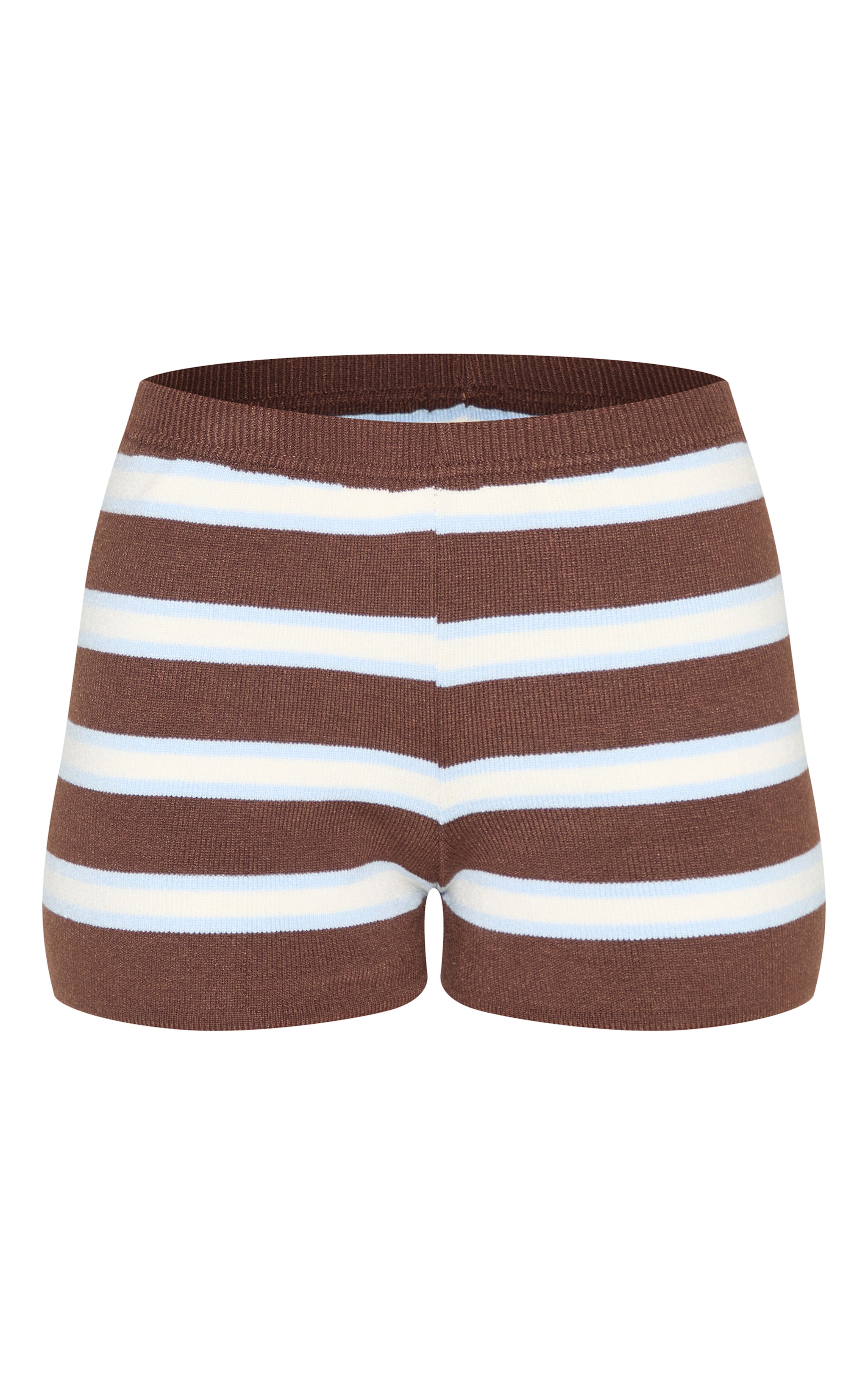 Brown Striped Knit Shorts image 6