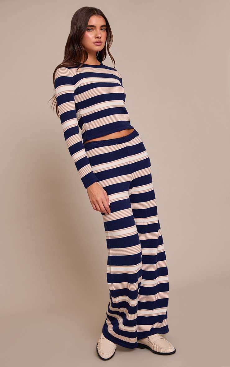 Blue Striped Wide Leg Pant  image 1