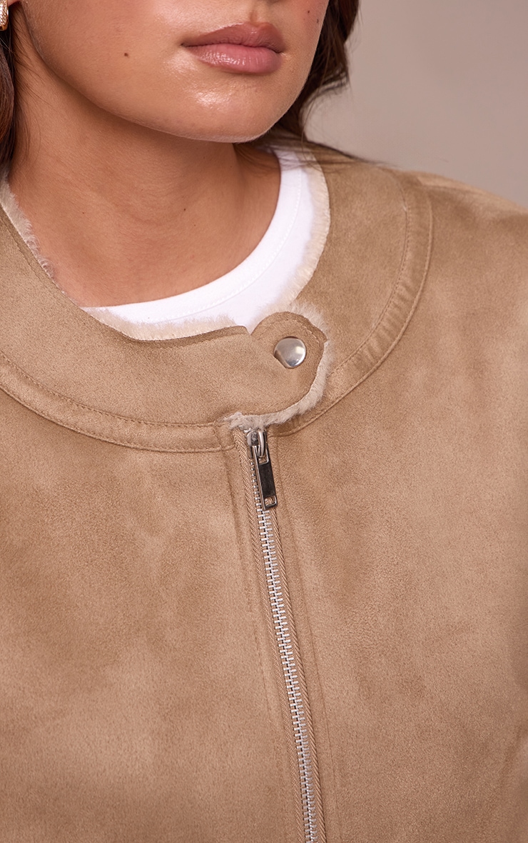 Beige Borg Lining Faux Suede Vest image 4