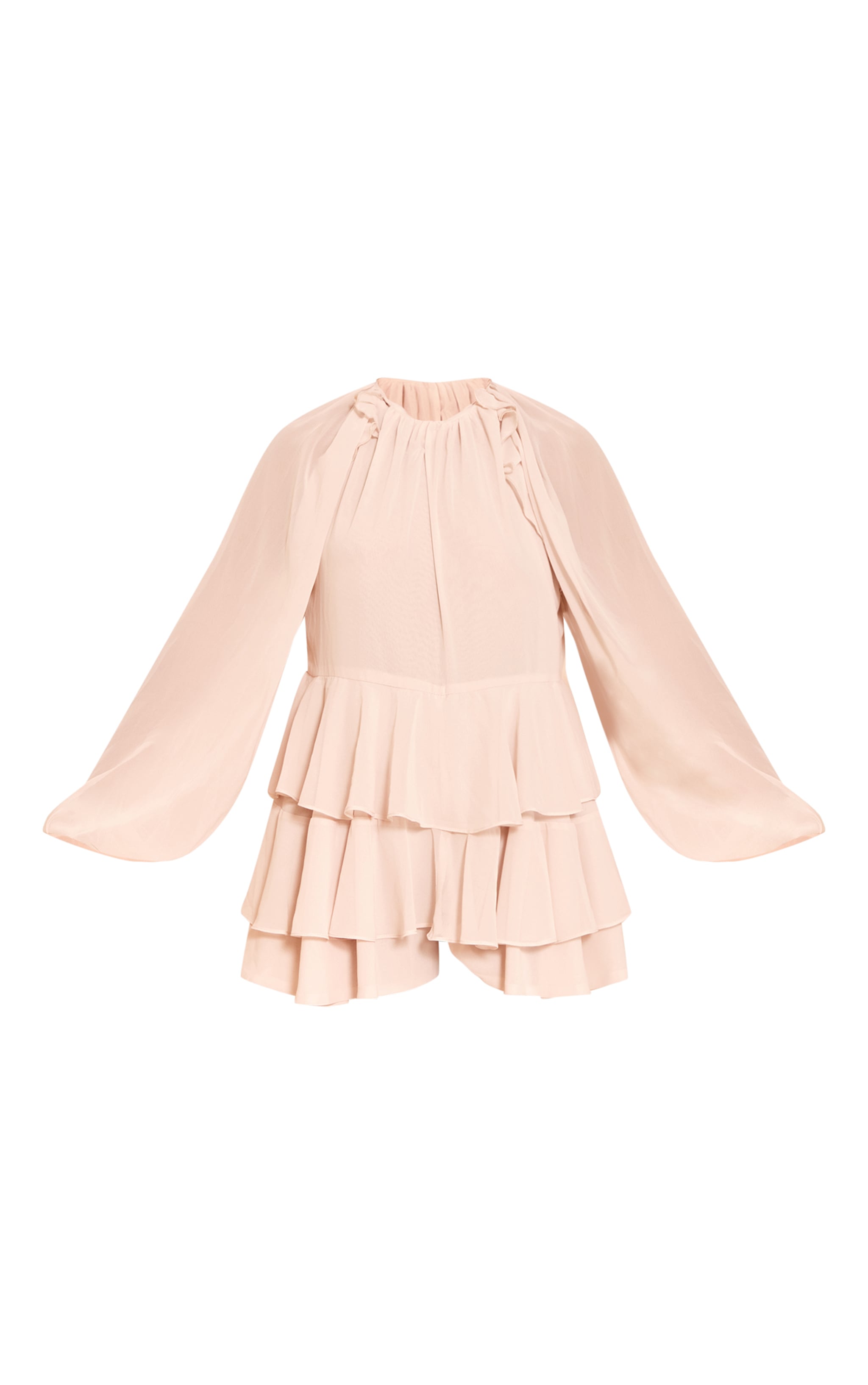 Cream Chiffon Frill Detail Shift Romper | Jumpsuits
