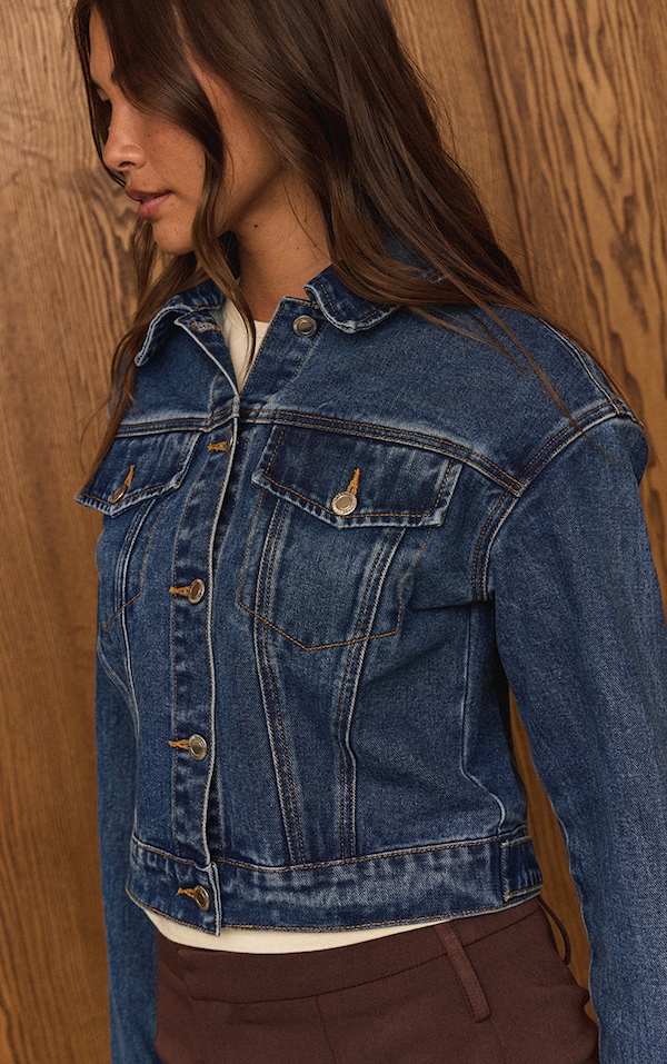 Dark Blue Slim Fit Denim Jacket