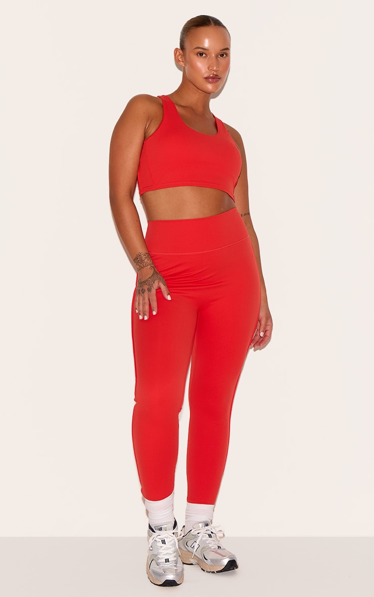  Red Sculpt Contrast Detail High Waist Gym Leggings image 6