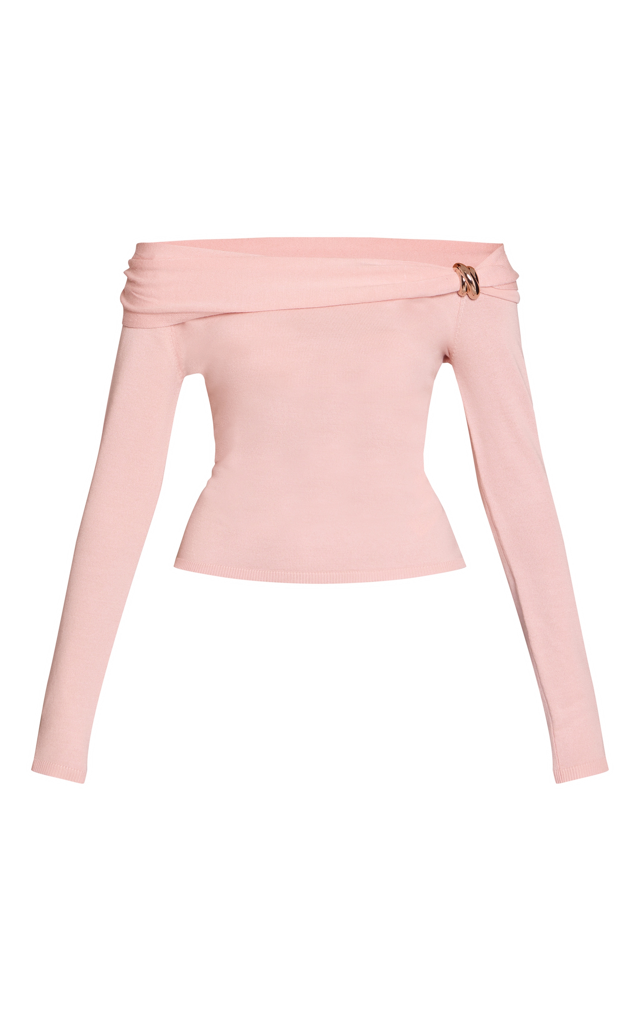 Pink Long Sleeve Twist Shoulder Detail Knitted Top image 5