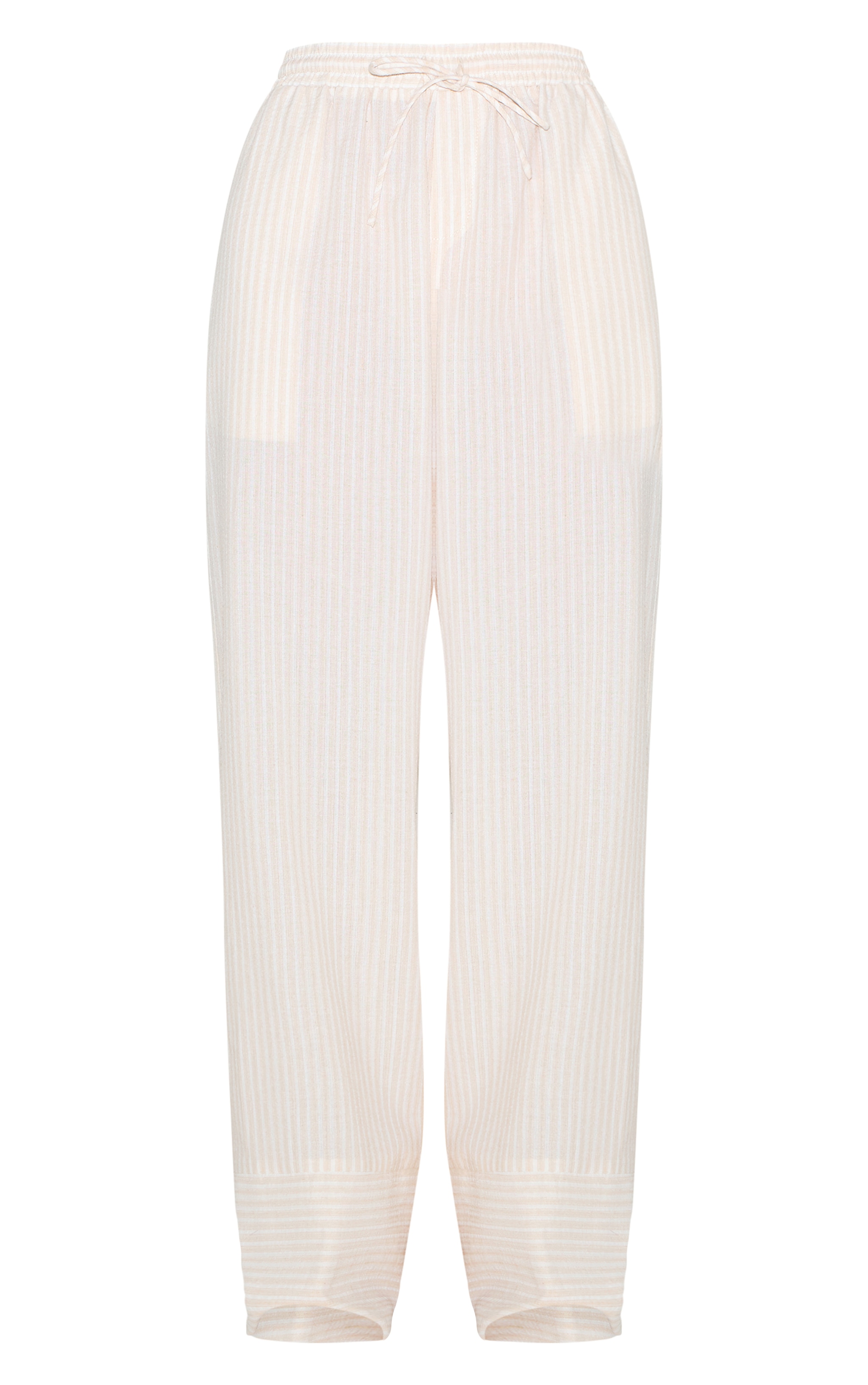 Stone Striped Linen Drawstring Wide Leg Pants image 5