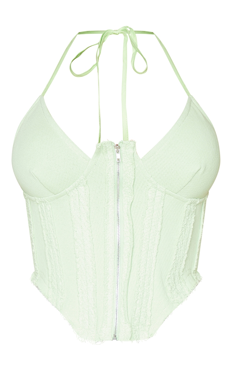 Shape Light Lime Panel Detail Zip Front Corset image 5