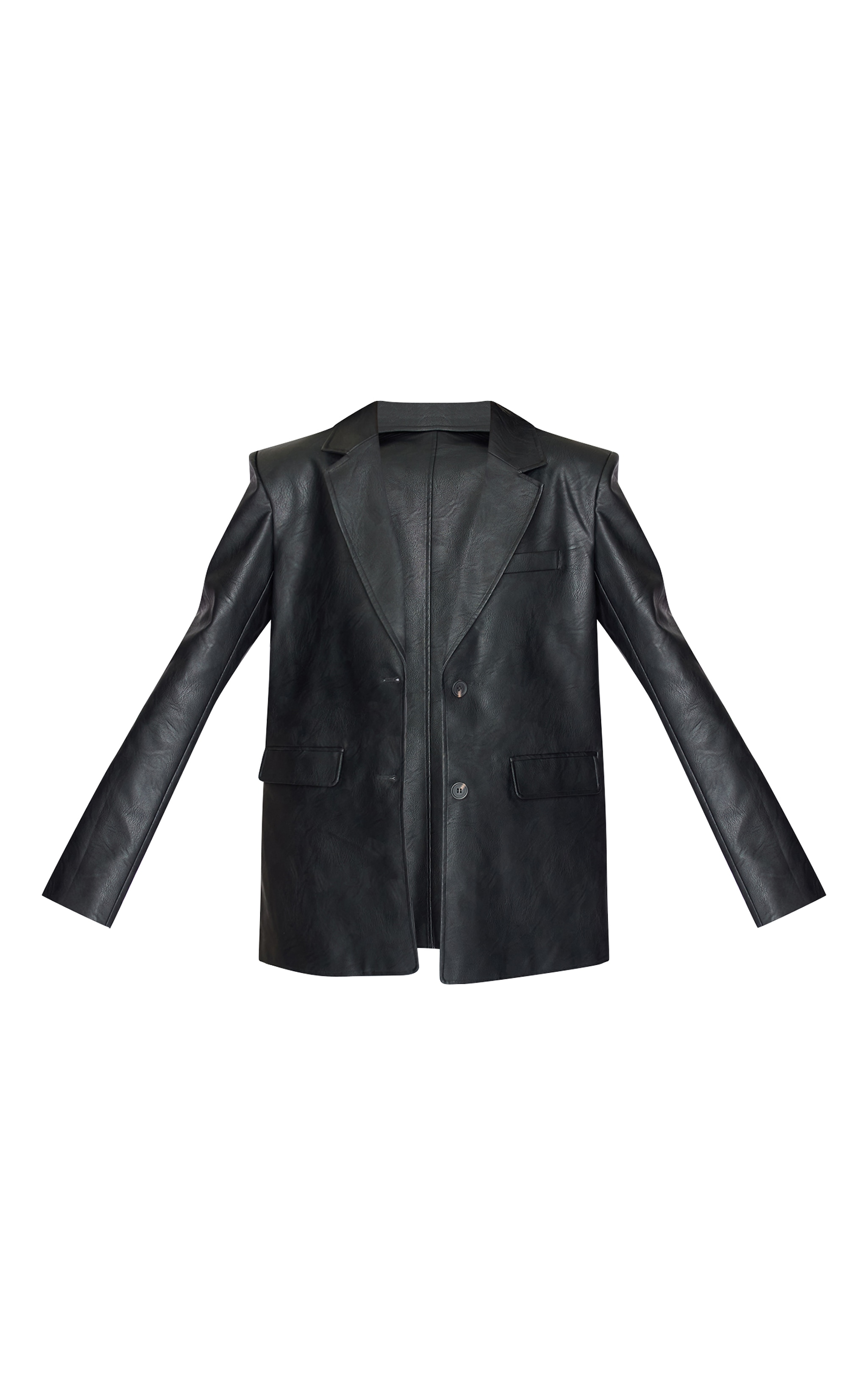 Tall Washed Black Textured Faux Leather Blazer image 5