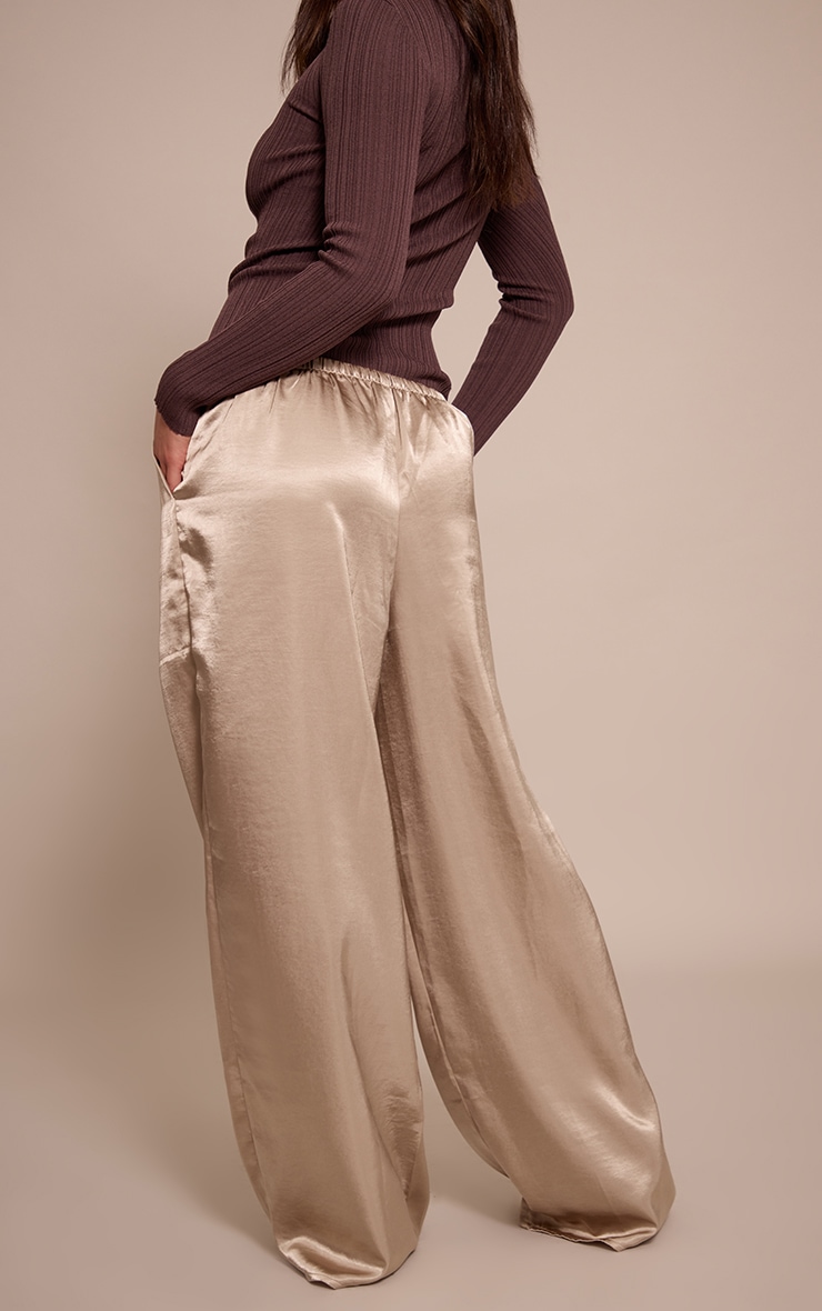 Mushroom Crinkle Satin Slouchy Drawstring Pants image 3