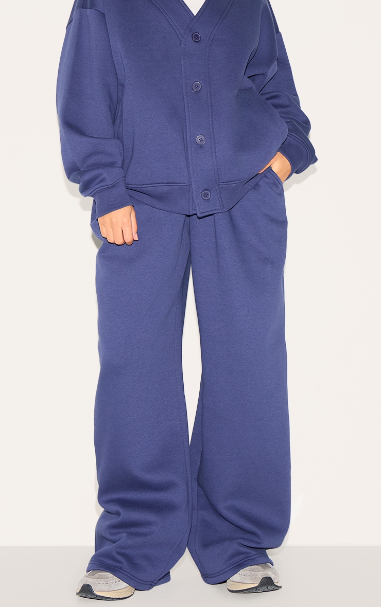 Petite Navy Wide Leg Elasticated Drawstring Sweatpants image 1