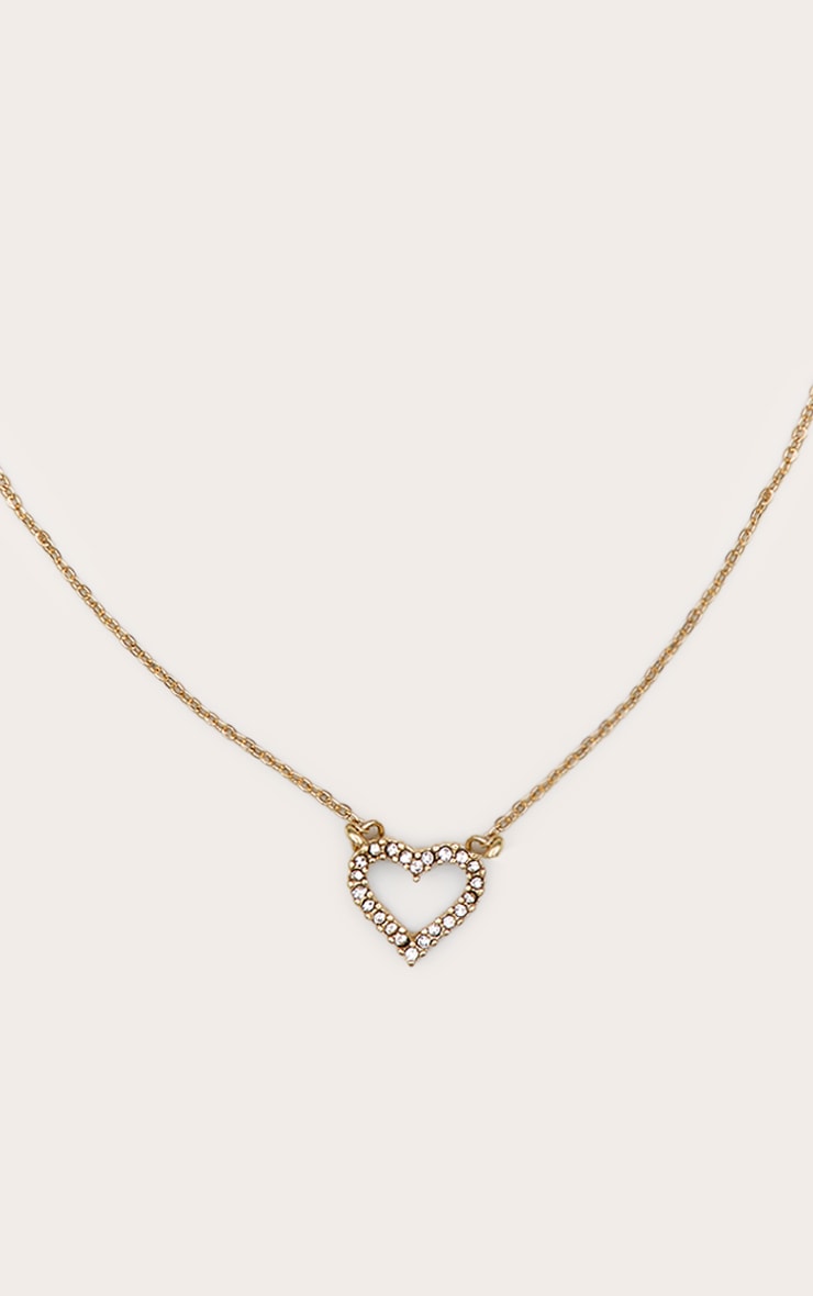 Gold Dainty Diamante Heart Necklace image 1