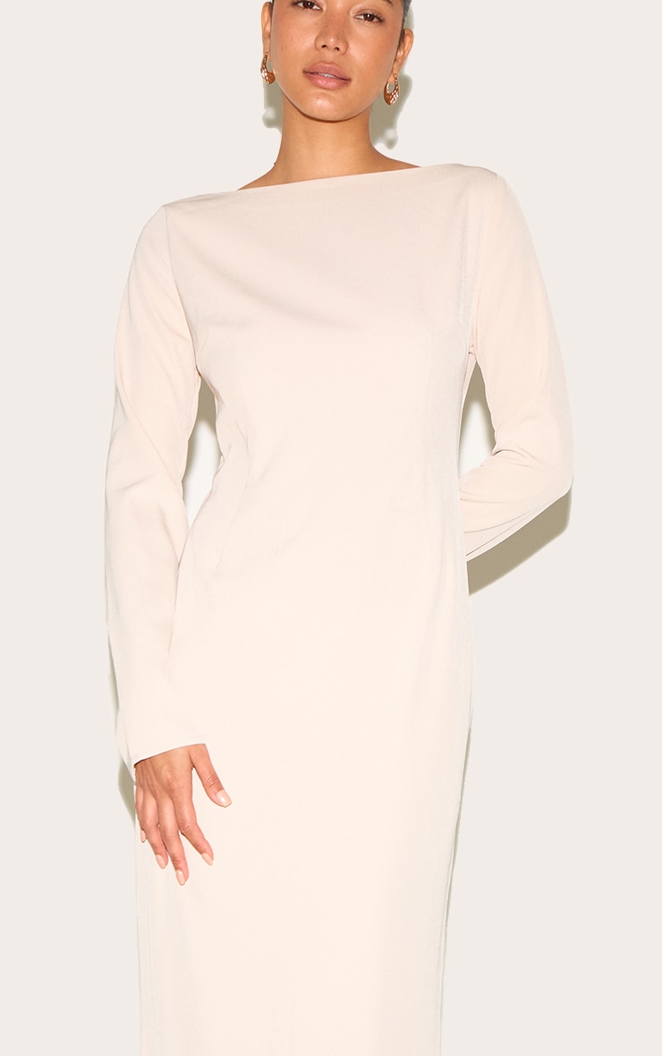Almond Tailored Boat Neck Maxi Dress image 4