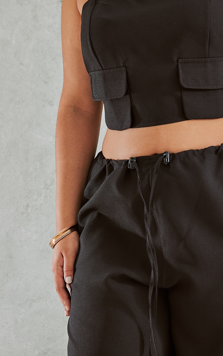 Plus Black Toggle Waist Wide Leg Pants image 4