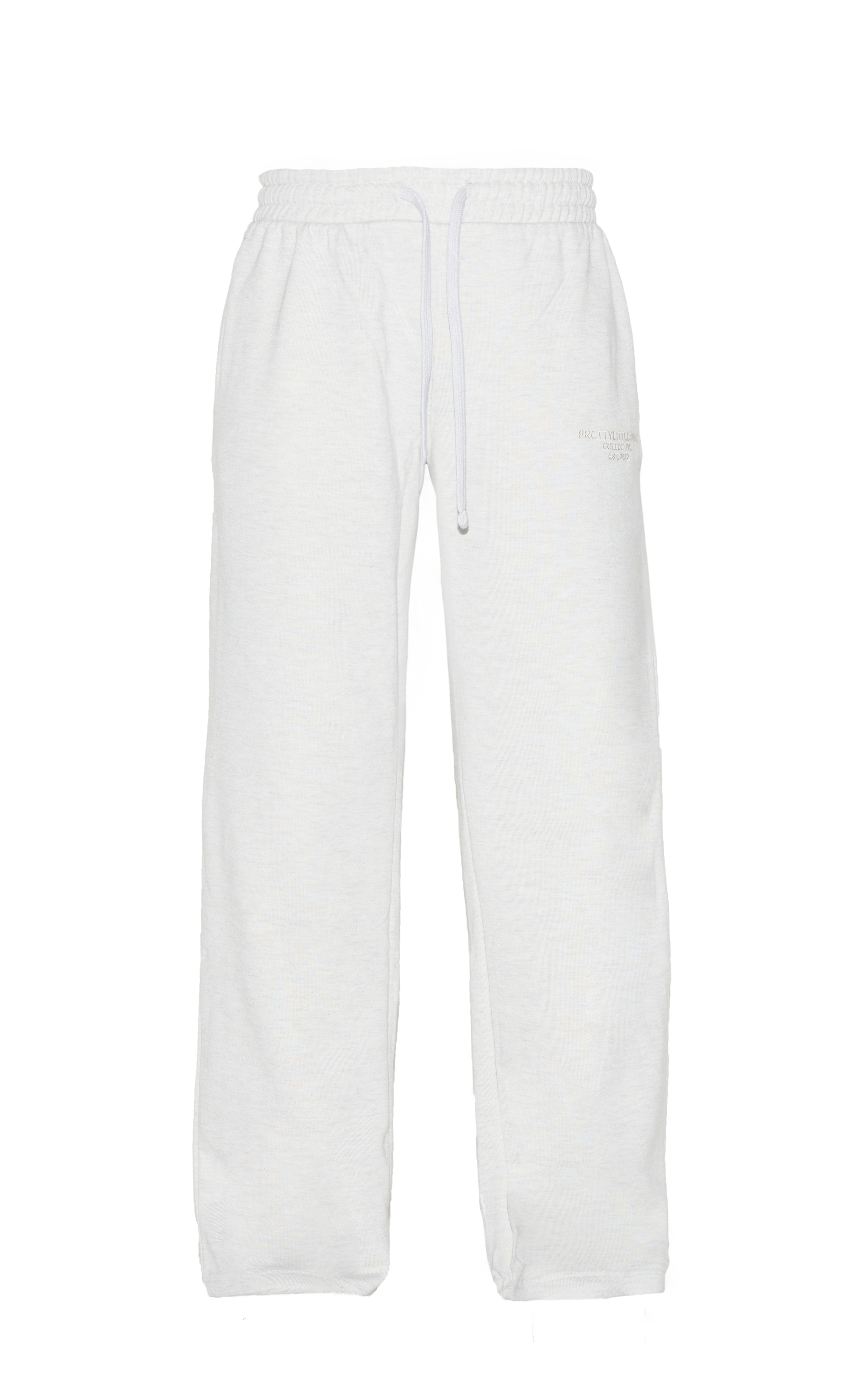 PRETTYLITTLETHING Ash Grey Premium Embroidered Oversized Wide Leg Sweatpants image 5