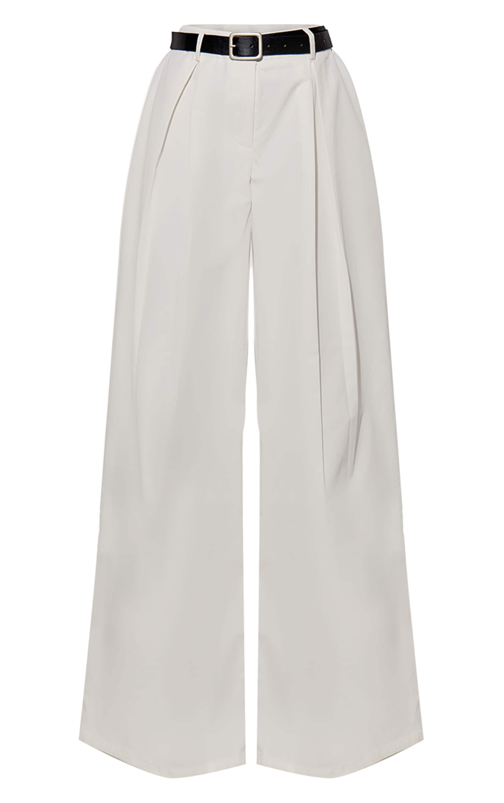 Cream Belted Extreme Wide Leg Lightweight Cotton Pants image 5