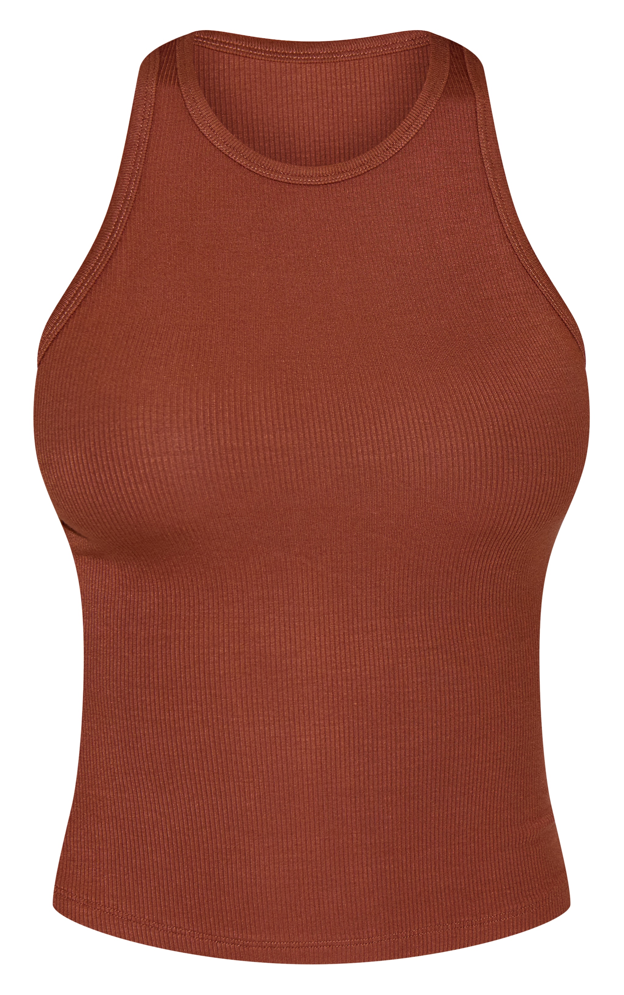 Chestnut Soft Rib Racer Neck Vest Top image 5