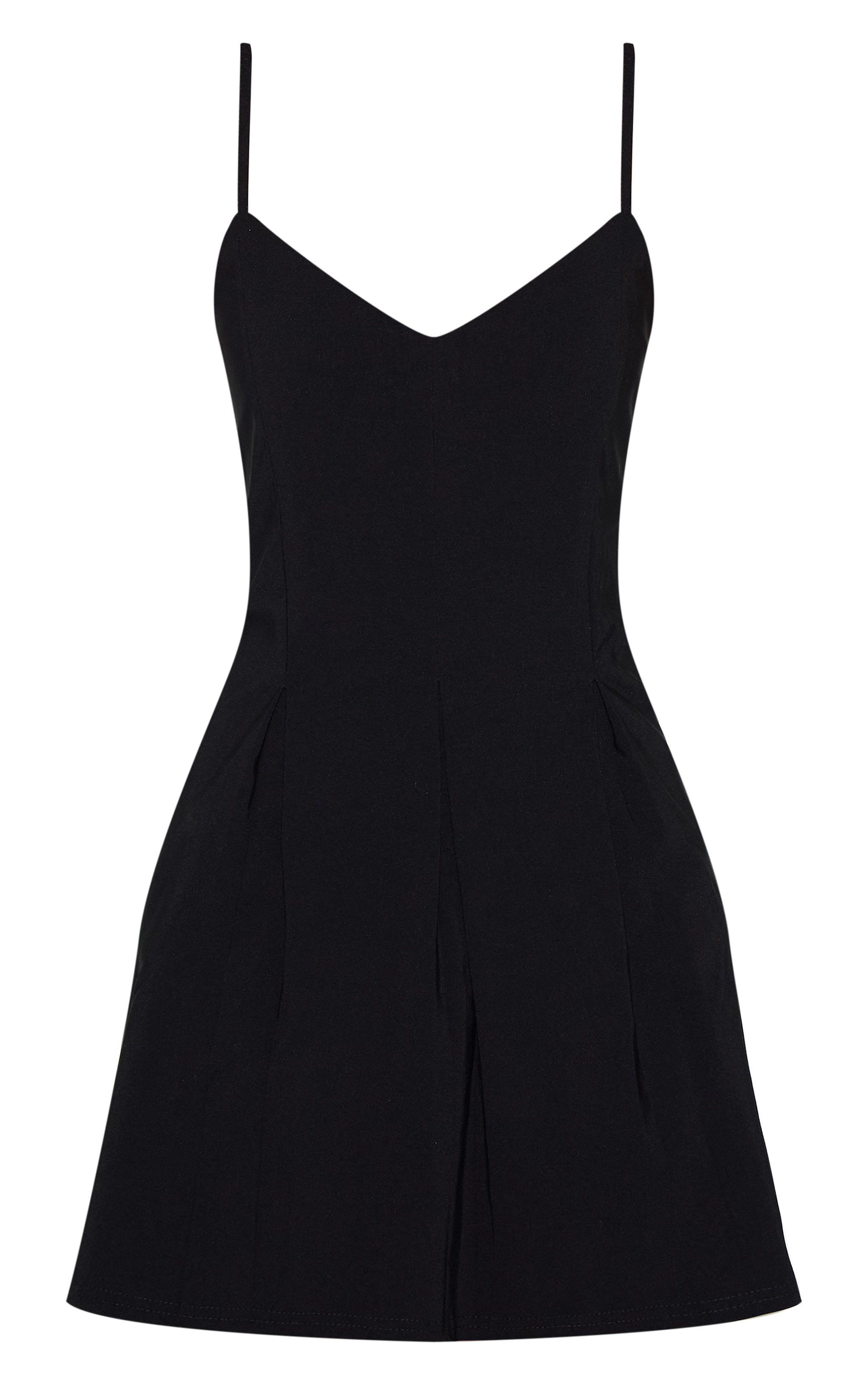 Black Stretch Woven Strappy Pleated Shift Dress image 5