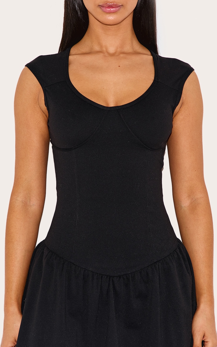 Petite Black Snatched Sculpt Sleeveless Mini Dress image 4