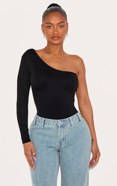 Shape Body asymétrique en jersey noir à manche unique