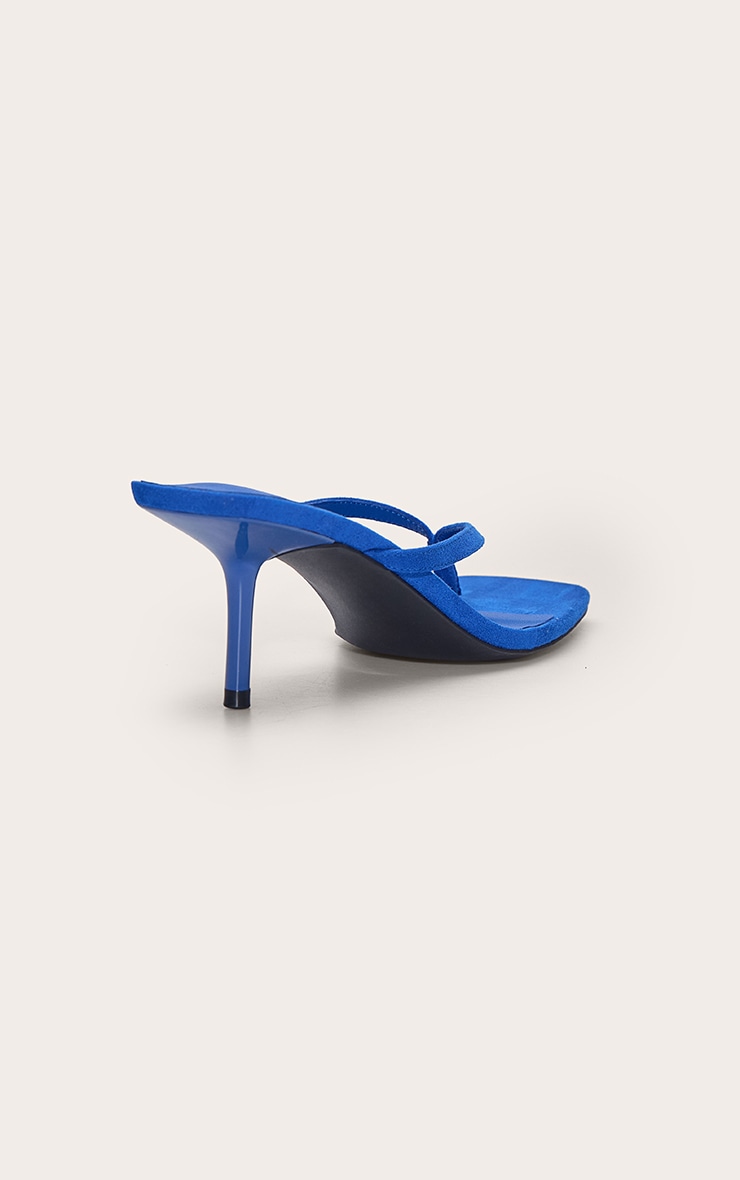 Cobalt Faux Suede Square Toe Thong Mid Heeled Mules image 4