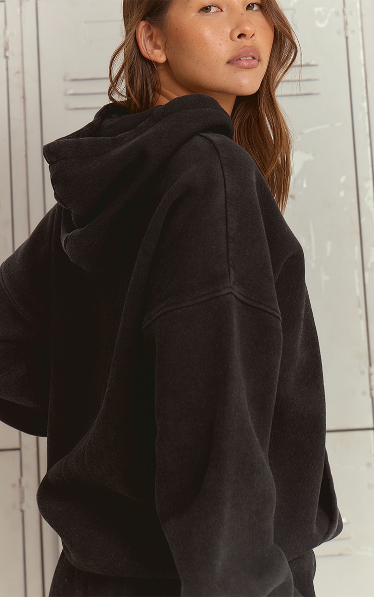 Charcoal Acid Wash Full Zip Hoodie image 2