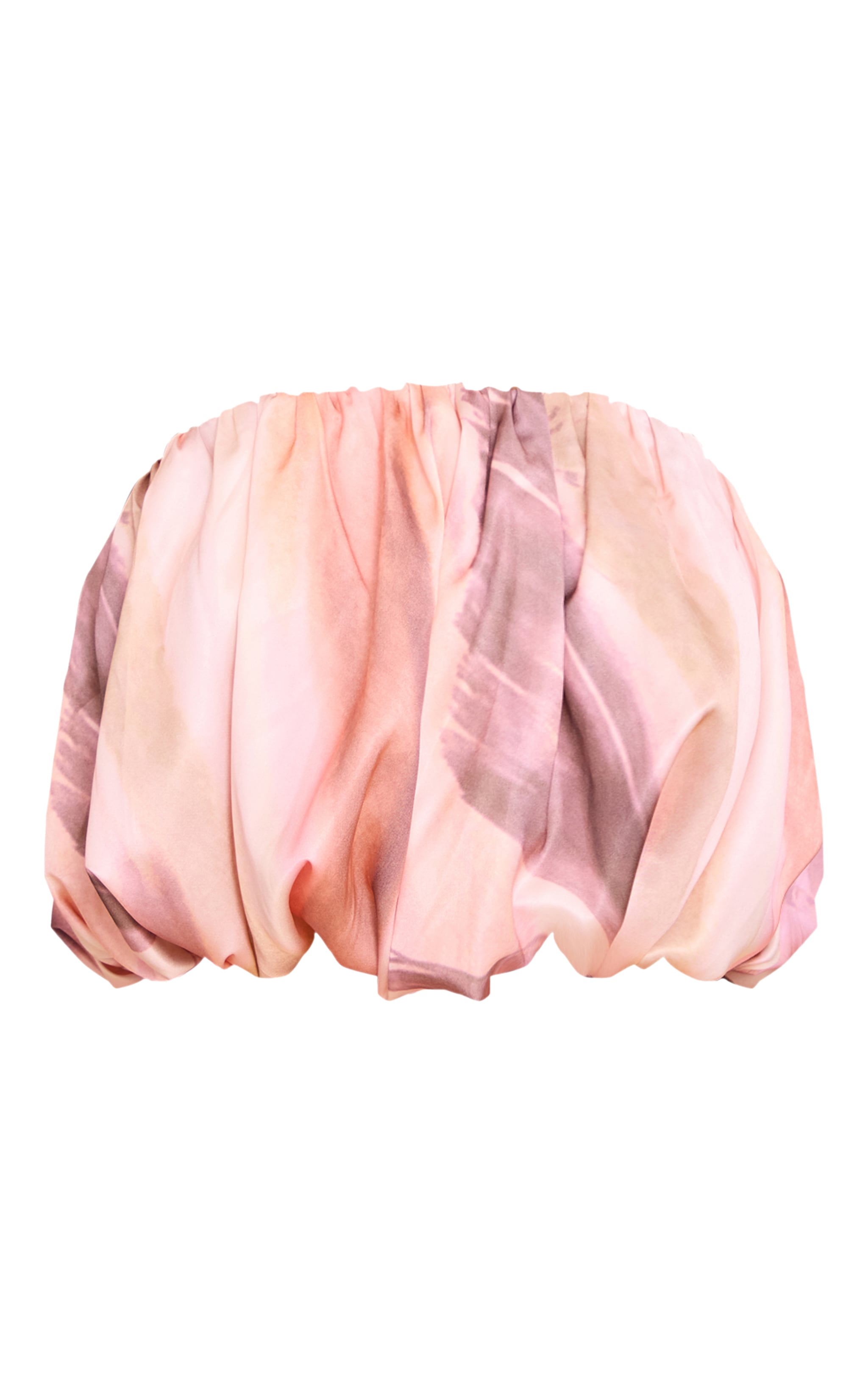 Multi Abstract Print Satin Puffball Bandeau Top image 5