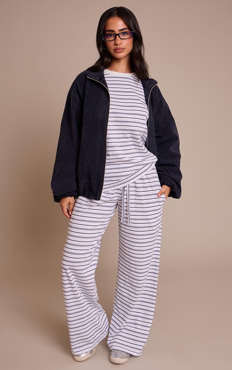 Petite Navy Striped Long Sleeved Top image 3