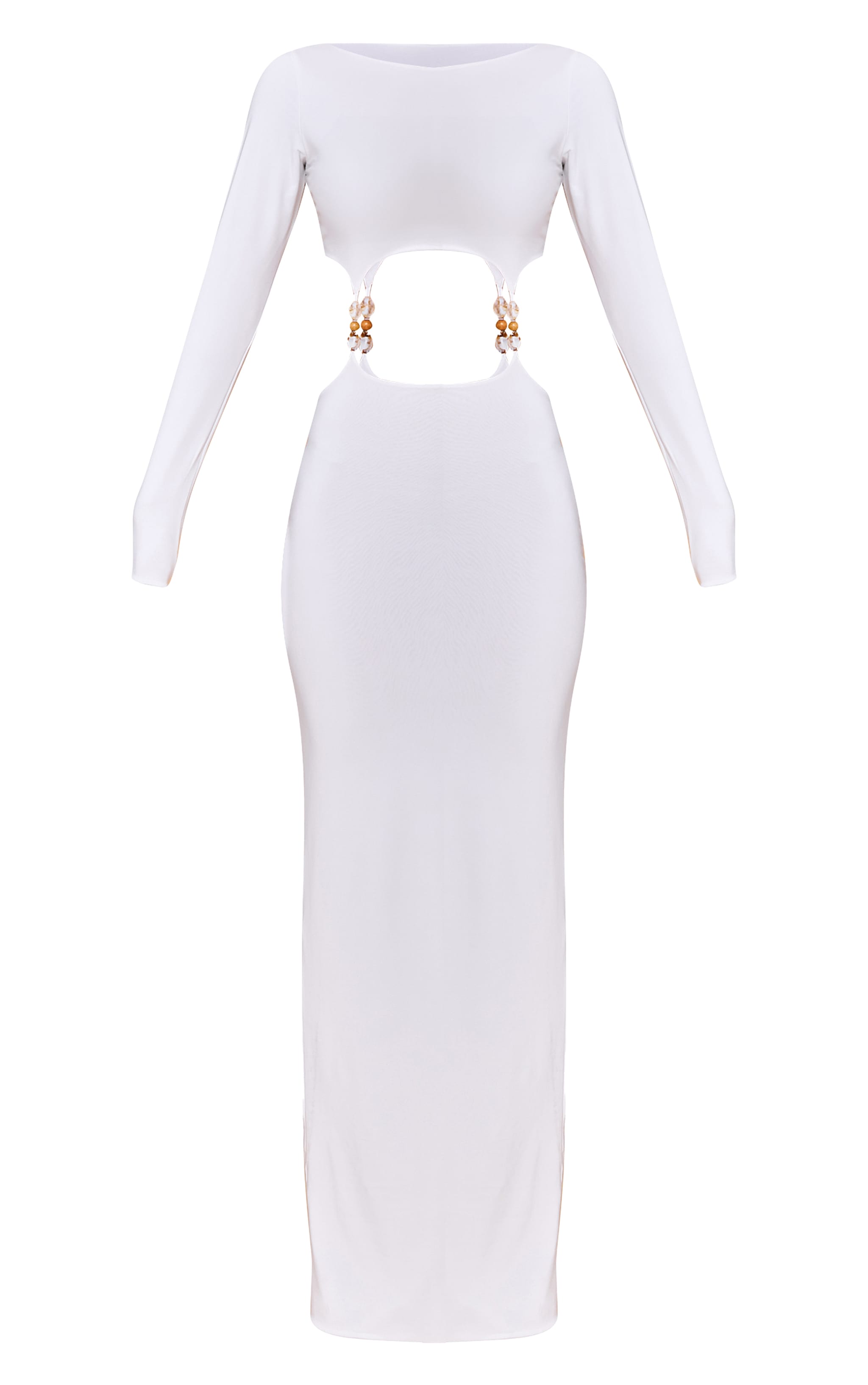 White Double Slinky Trim Detail Cut Out Maxi Dress image 5