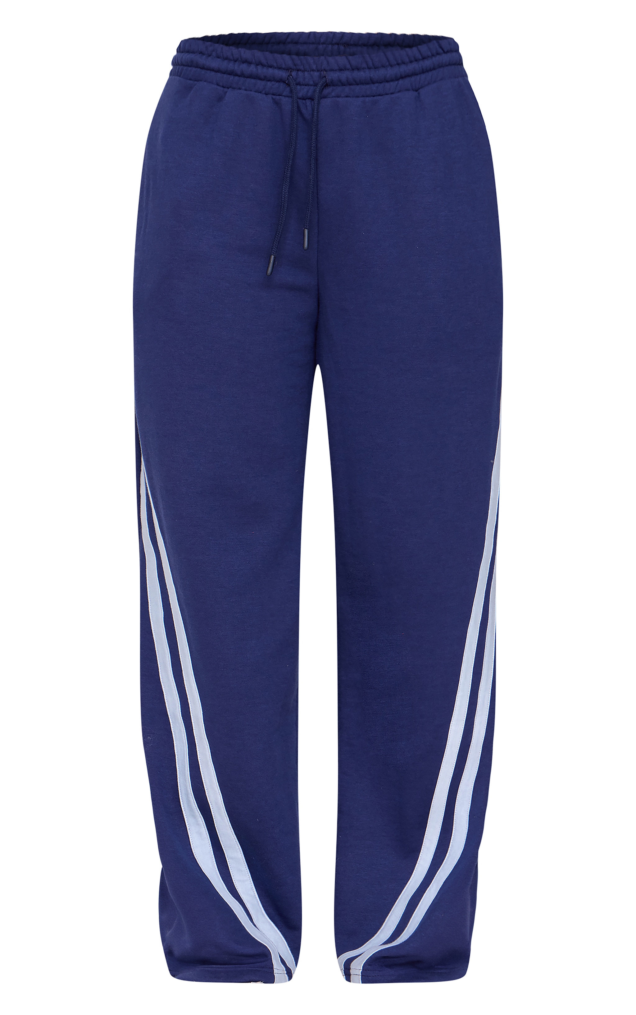 Navy Contrast Striped Wide Leg Sweatpants image 5