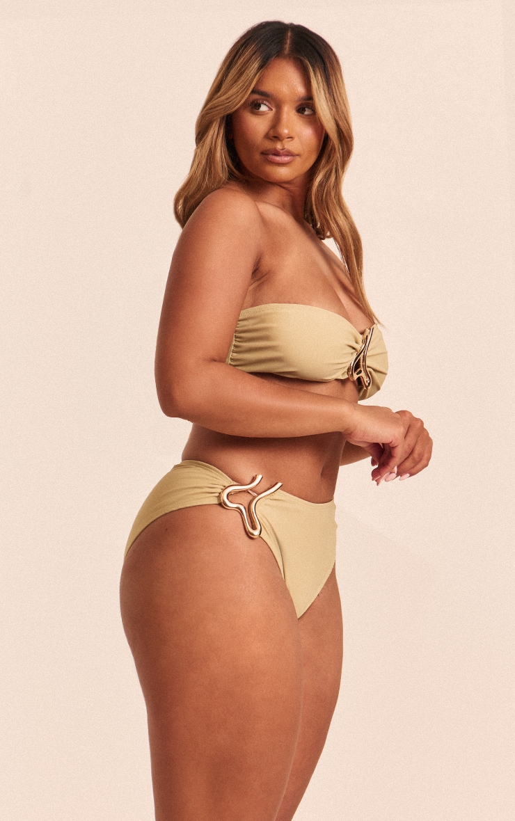 Shape Olive Gold Wave Trim Bandeau Bikini Top image 3