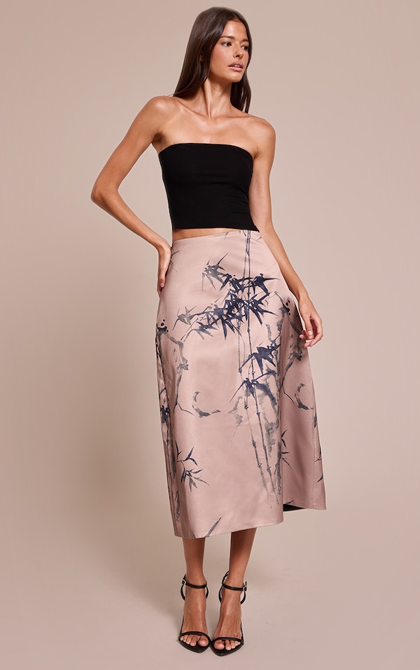 Stone Printed Satin Midaxi Skirt
