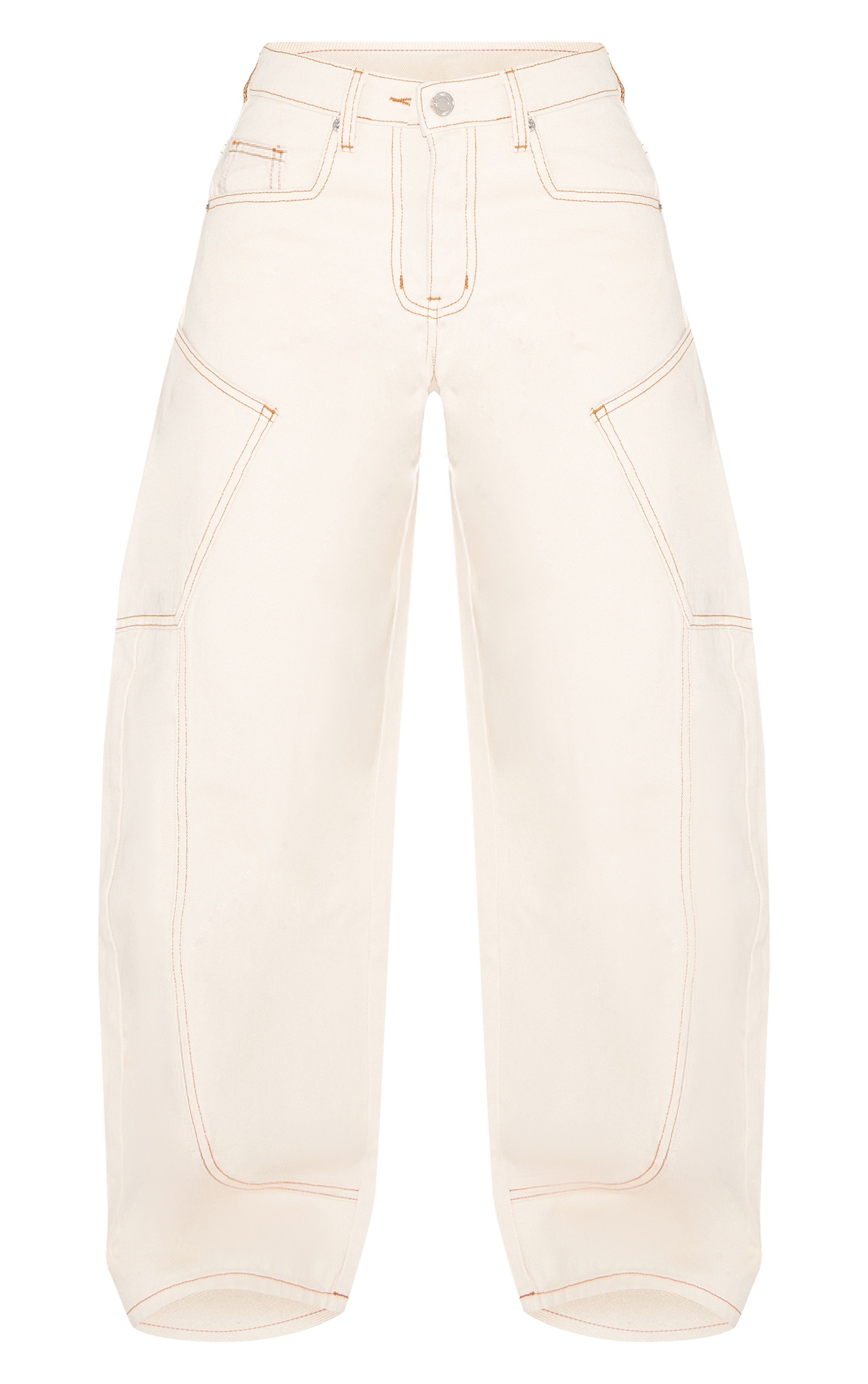 Petite Ecru Side Pocket Detail Wide Leg Jeans image 5