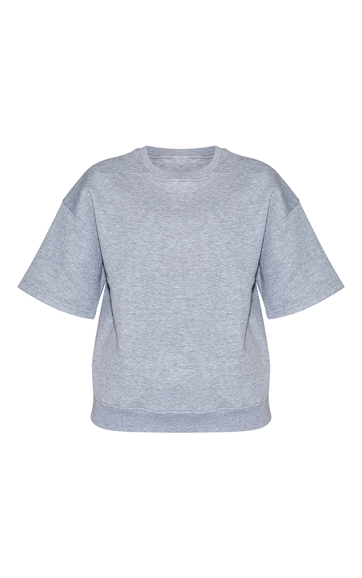 Grey Marl Oversized Drop Shoulder Sweat T-Shirt image 5