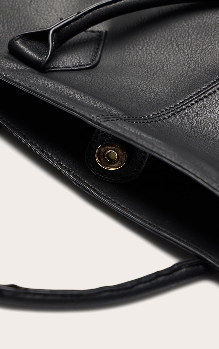 Black Faux Leather Oversized Handbag image 5