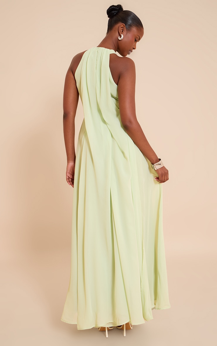Lime Chiffon Extreme Pleated Maxi Dress image 2