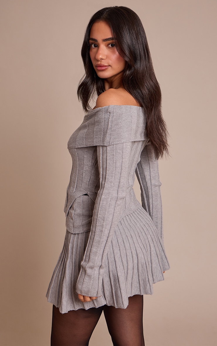 Petite Ash Grey Foldover Waistband Mini Skirt image 3