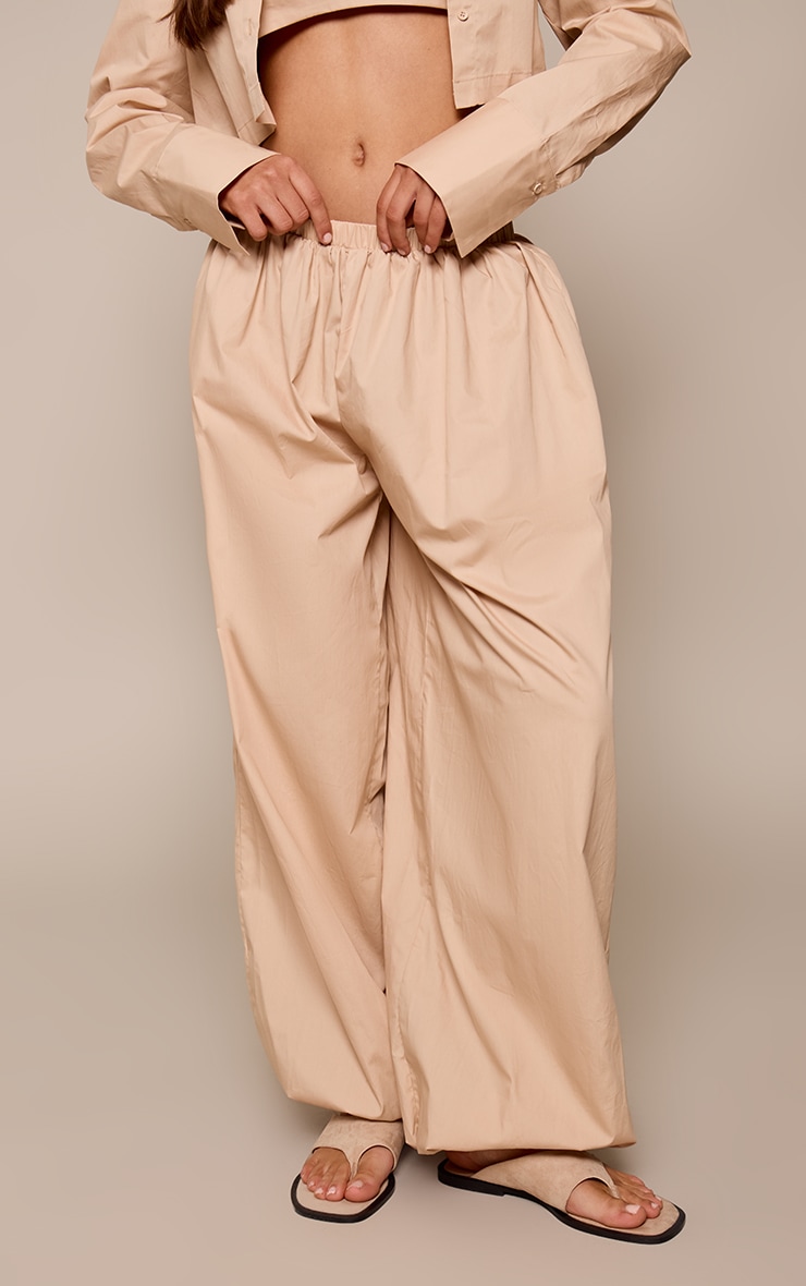 Taupe Woven Balloon Hem Pants image 2