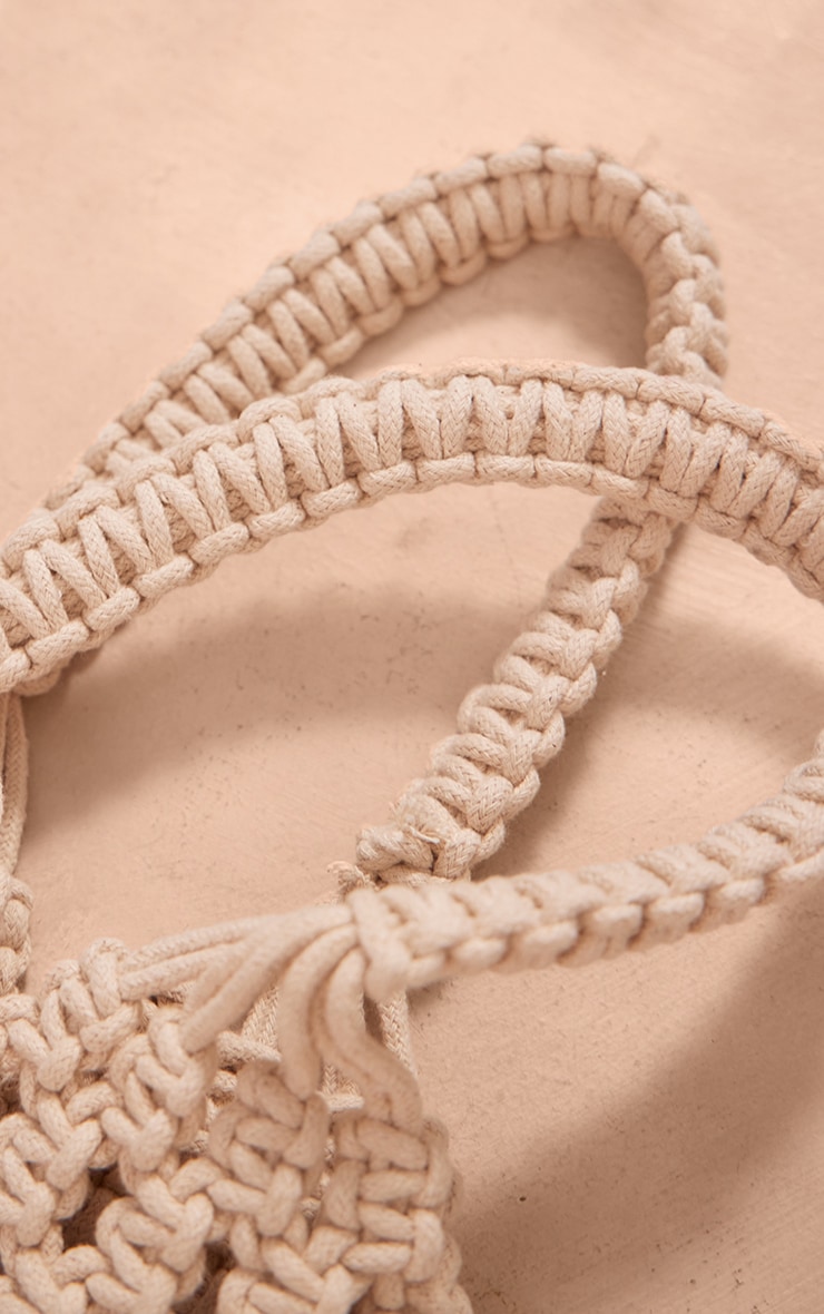 Natural Macrame Shell Trim Beach Bag image 3