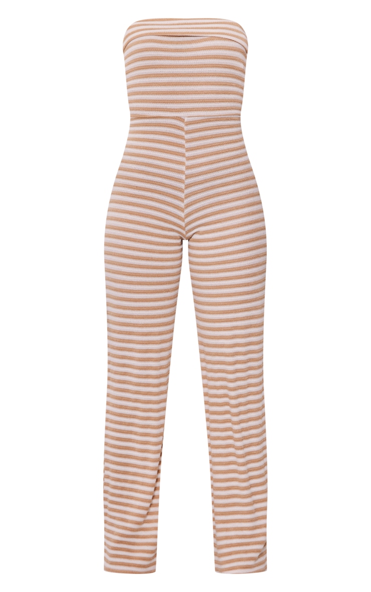 Stone Textured Stripe Fold Over Bandeau Jumpsuit image 5