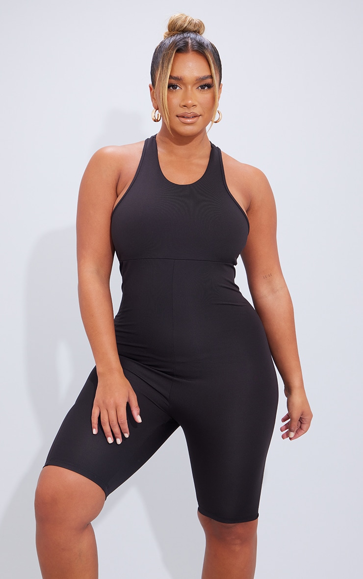 Shape Black Sleeveless Underbust Detail Active Unitard image 1