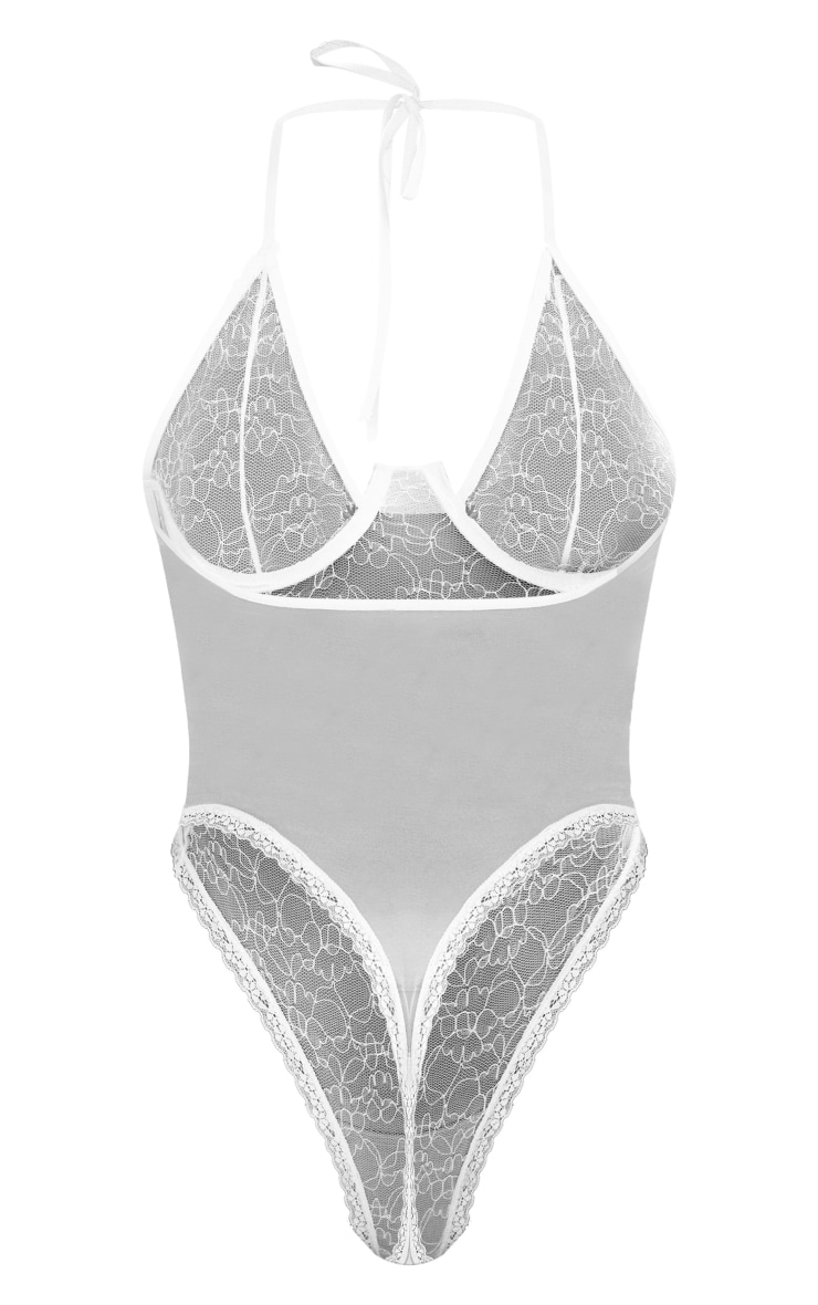 White Lace Underwired Halterneck Bodysuit image 6