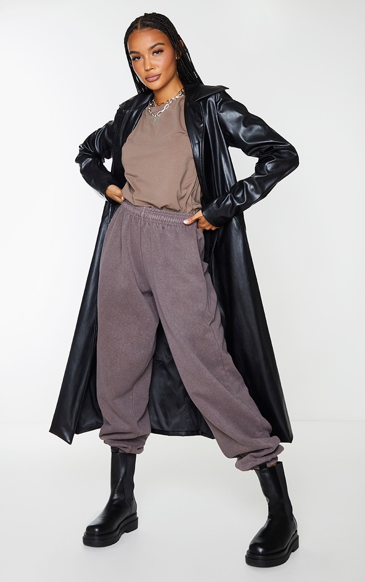 Chocolate Washed Effect Casual Joggers